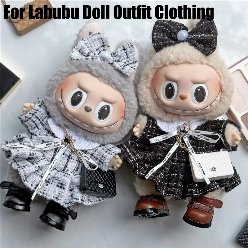 Baby Clothing Usa - ชุดกระโปรงน่ารักสำหรับตุ๊กตา Labubu ขนาด 15-17 ซม. ชุดเดรสสีสันสดใสสไตล์คลาสสิกแบบไฮโซ
