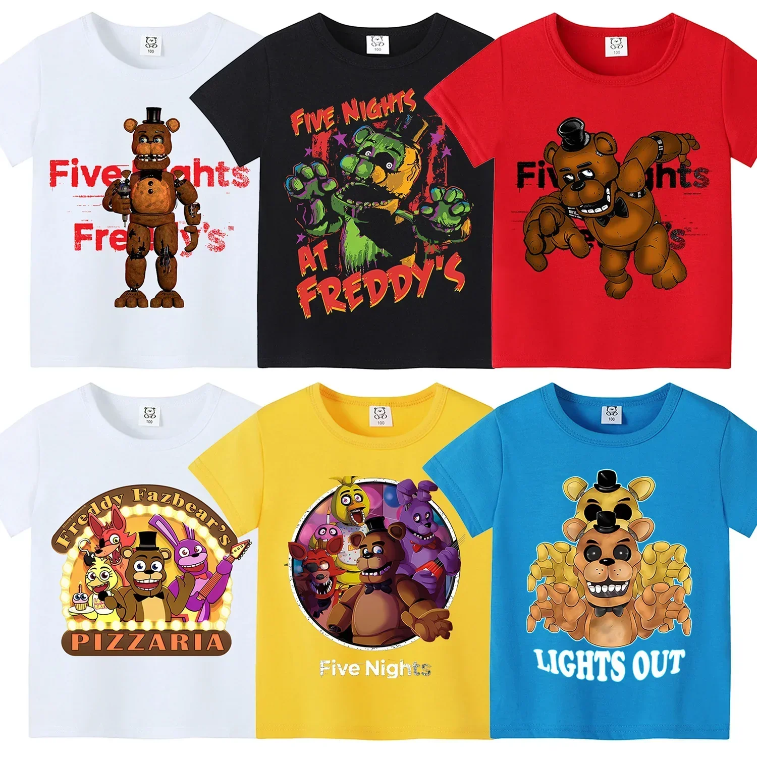 Baby Clothing Dividers - เสื้อยืดแขนสั้นลาย Five Nights at Freddy's ลายการ์ตูนน่ารักสำหรับเด็กผู้ชาย