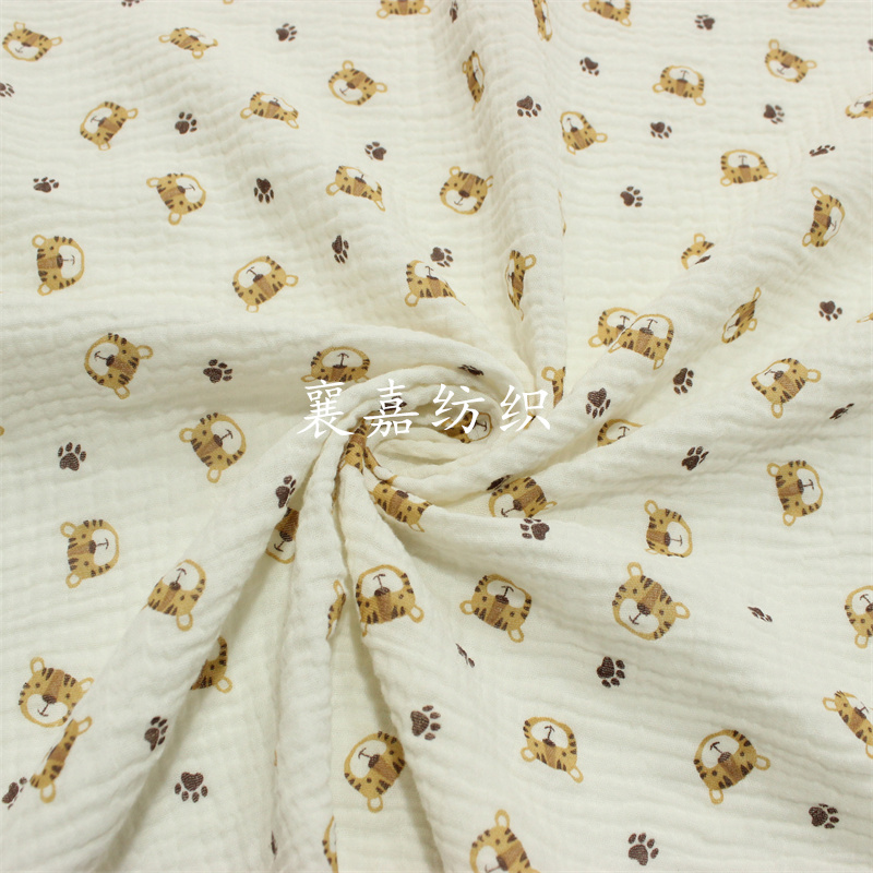Baby Clothing Organic - 100X135cm เด็กผ้าฝ้าย Crepe Tiger Head พิมพ์เสื้อผ้าเด็กผ้าเย็บผ้า
