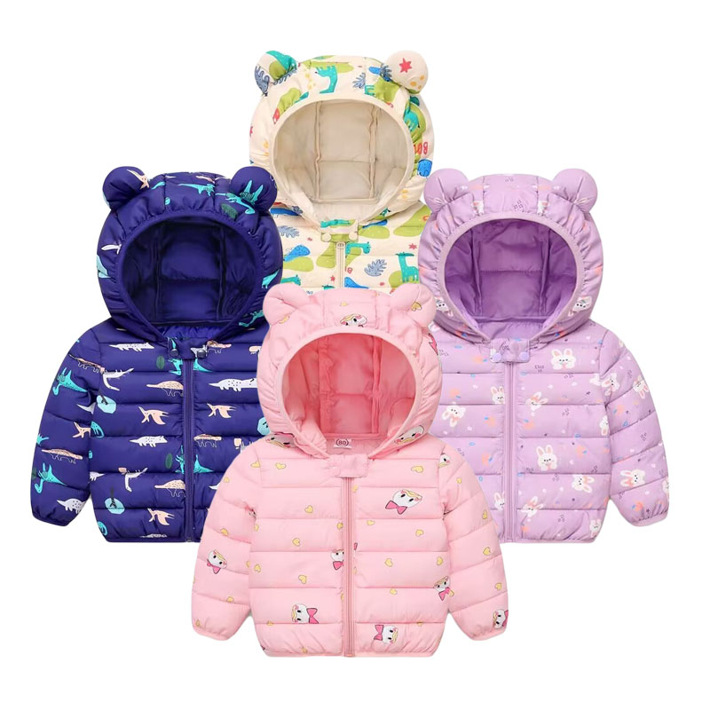 Baby Clothing Dividers - เด็กฝ้ายเสื้อเด็กการ์ตูนลงเสื้อแจ็คเก็ตเด็กHoodedเสื้อผ้าหญิงฤดูหนาวที่อบอุ่นเสื้อผ้าเด็กวัยหัดเดินเด็กOuterwear 0-5Y