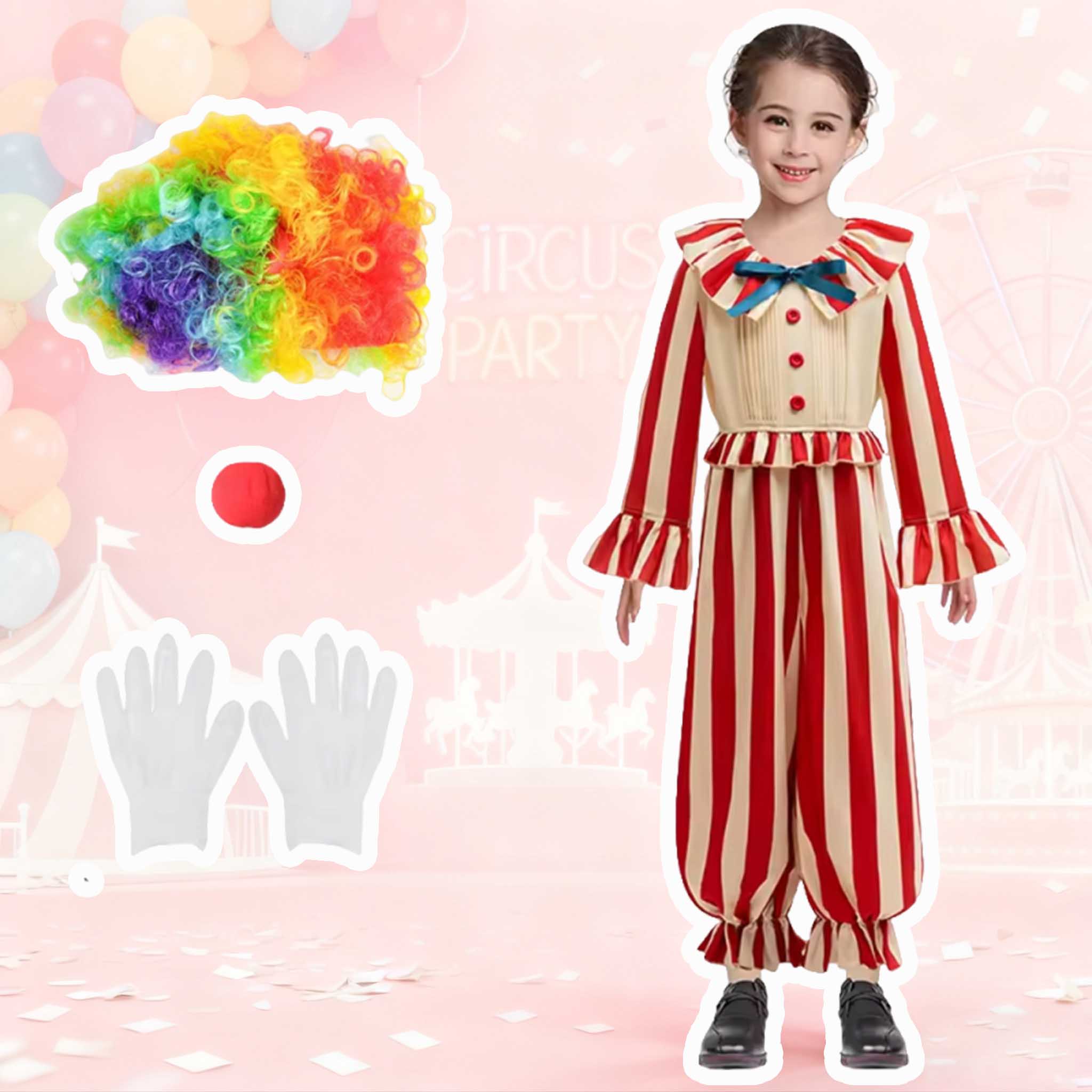 Baby Clothing Usa - ฮาโลวีน Clown ชุดเด็กทารกคอสเพลย์ฮาโลวีนเครื่องแต่งกายเด็กสีแดงลาย Clown เสื้อผ้าเทศกาล party
