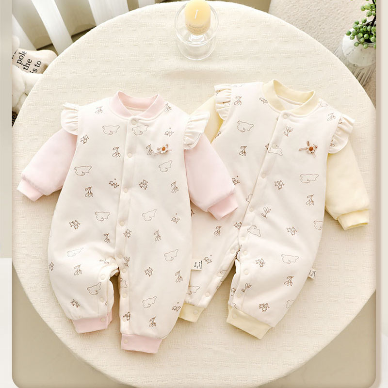 Baby Clothing High Quality - ชุดจั๊มสูทเด็กแรกเกิดผ้าฝ้ายคุณภาพสูงสำหรับฤดูใบไม้ผลิและฤดูใบไม้ร่วง ตกแต่งลายผีเสื้อสุดน่ารัก เหมาะสำหรับใส่ออกนอกบ้าน ขนาด 0-18 เดือน