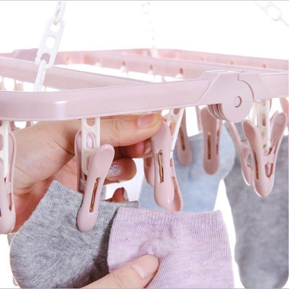 1 ชิ้น 32 คลิปแขวนเสื้อผ้าพับ  - Baby Clothing Hanging Rack บทวิจารณ์และราคา